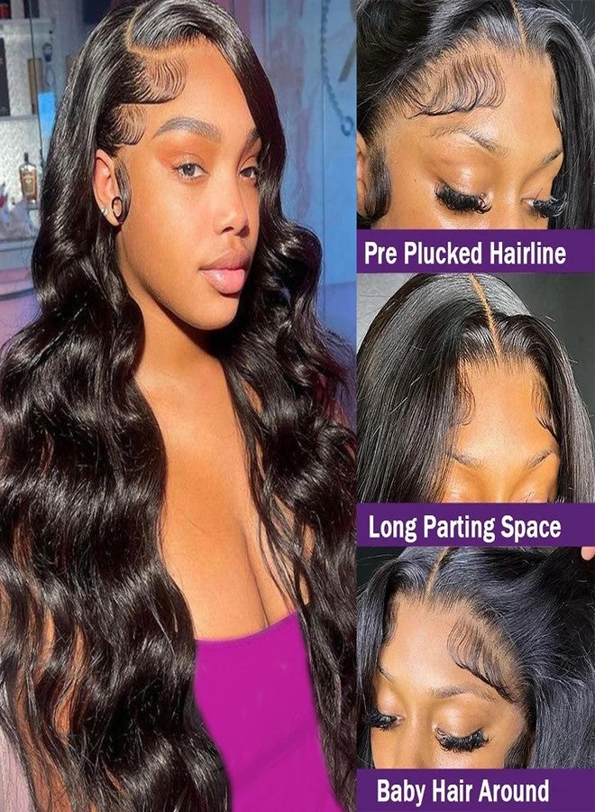 ANDRIA 13X6 Black HD Lace Front Wigs Pre-Plucked Hairline Long Body Wave Glueless Lace Frontal Wigs with Baby Hair 200% Density 26 Inch Natural Loose Wave HD Lace Closure Wig - Image 4
